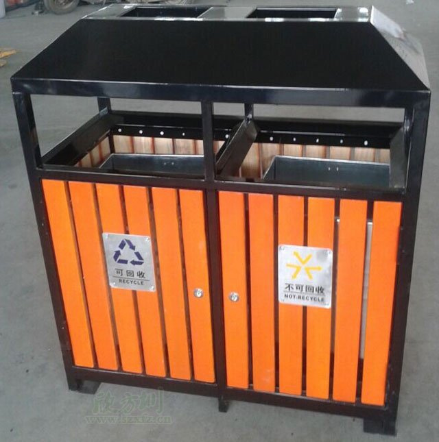 戶外環(huán)保鋼木分類垃圾桶工廠生產圖