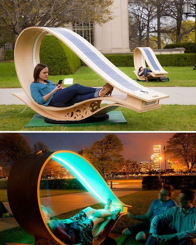 太陽能戶外休閑椅子夜晚能發(fā)光，創(chuàng)意設計裝飾公共空間藝術(shù)性